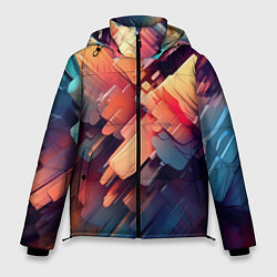 Куртка зимняя мужская Цветная абстракция каменных сланцев, цвет: 3D-черный