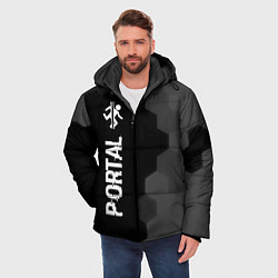 Куртка зимняя мужская Portal glitch на темном фоне: по-вертикали, цвет: 3D-черный — фото 2