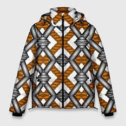 Куртка зимняя мужская Абстрактные решетки, цвет: 3D-светло-серый