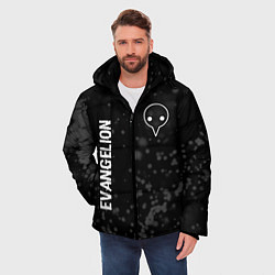 Куртка зимняя мужская Evangelion glitch на темном фоне: надпись, символ, цвет: 3D-черный — фото 2