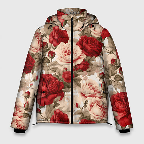 Мужская зимняя куртка Розы паттерн / 3D-Светло-серый – фото 1