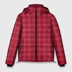 Куртка зимняя мужская Клетка бордовый паттерн, цвет: 3D-черный