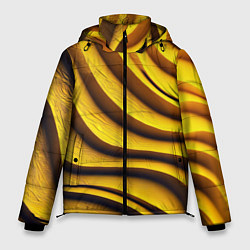 Куртка зимняя мужская Желтые абстрактные полосы, цвет: 3D-черный