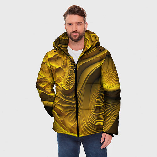 Мужская зимняя куртка Объемная желтая текстура / 3D-Красный – фото 3