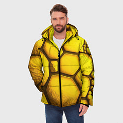 Куртка зимняя мужская Желтые объемные плиты, цвет: 3D-красный — фото 2