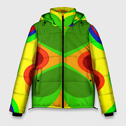 Куртка зимняя мужская Цветные плавные фигуры, цвет: 3D-черный