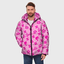 Куртка зимняя мужская Барби паттерн розовый, цвет: 3D-светло-серый — фото 2