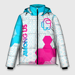 Куртка зимняя мужская Among Us neon gradient style: надпись, символ, цвет: 3D-черный