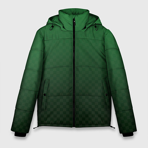Мужская зимняя куртка Зелёная клетка с градиентом / 3D-Светло-серый – фото 1