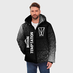 Куртка зимняя мужская Within Temptation glitch на темном фоне: надпись,, цвет: 3D-черный — фото 2