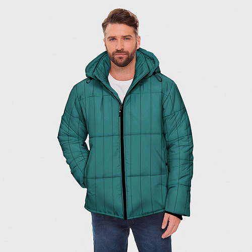 Мужская зимняя куртка Полосатый благородны зелёный / 3D-Светло-серый – фото 3