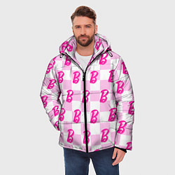 Куртка зимняя мужская Розовая шашка и Барби, цвет: 3D-светло-серый — фото 2
