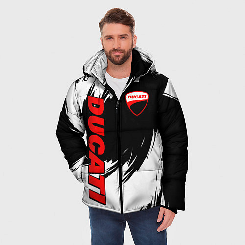 Мужская зимняя куртка Ducati - мазки краски / 3D-Красный – фото 3