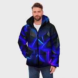 Куртка зимняя мужская Разлом плит из неона, цвет: 3D-светло-серый — фото 2
