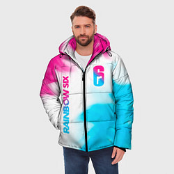 Куртка зимняя мужская Rainbow Six neon gradient style: надпись, символ, цвет: 3D-черный — фото 2