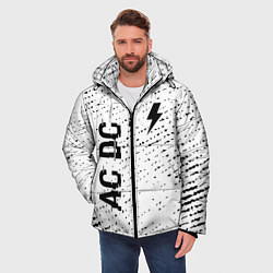 Куртка зимняя мужская AC DC glitch на светлом фоне: надпись, символ, цвет: 3D-черный — фото 2
