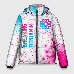 Куртка зимняя мужская Breaking Benjamin neon gradient style: надпись, си, цвет: 3D-черный