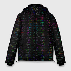 Куртка зимняя мужская Черный текстовой паттерн, цвет: 3D-черный