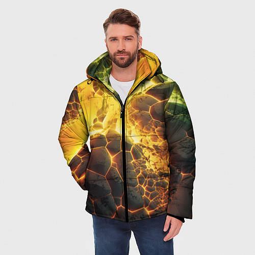 Мужская зимняя куртка Разлом плит из лавы / 3D-Красный – фото 3