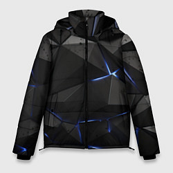 Куртка зимняя мужская Черные плиты с синим свечением, цвет: 3D-черный