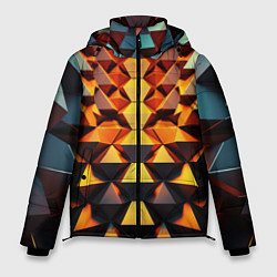 Куртка зимняя мужская Объемные кубы полигон, цвет: 3D-красный