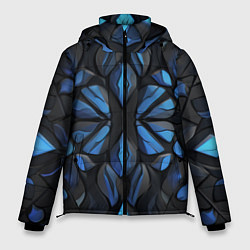 Куртка зимняя мужская Синие объемные узоры, цвет: 3D-светло-серый