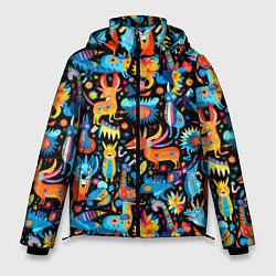 Куртка зимняя мужская Космические чудики, цвет: 3D-черный