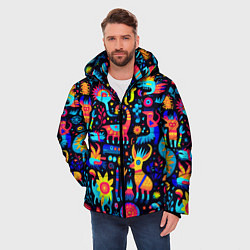 Куртка зимняя мужская Космические веселые монстрики, цвет: 3D-черный — фото 2