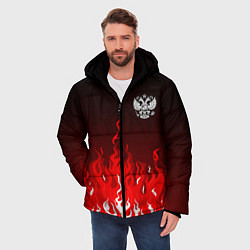 Куртка зимняя мужская Герб РФ - красное пламя, цвет: 3D-черный — фото 2