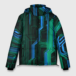 Куртка зимняя мужская Кибер схемы синие, цвет: 3D-светло-серый