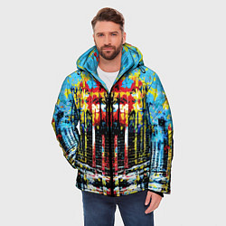 Куртка зимняя мужская Зеркальная абстракция - нейросеть, цвет: 3D-светло-серый — фото 2