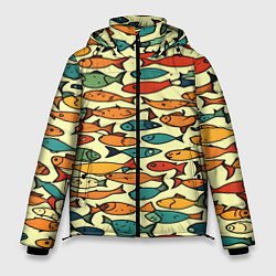 Куртка зимняя мужская Стайка рыбок, цвет: 3D-светло-серый