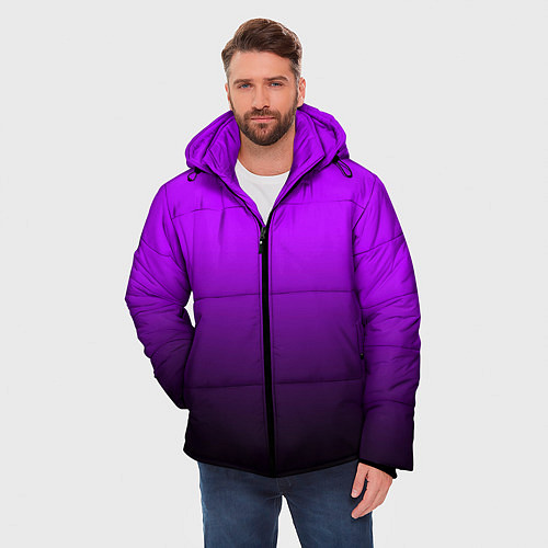 Мужская зимняя куртка Градиент фиолетово-чёрный / 3D-Светло-серый – фото 3
