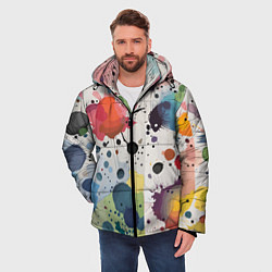 Куртка зимняя мужская Colorful blots - vogue - abstraction, цвет: 3D-черный — фото 2