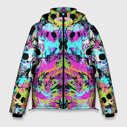 Мужская зимняя куртка Зеркальный паттерн из черепов - поп-арт / 3D-Светло-серый – фото 1