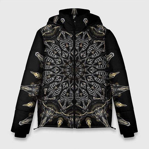 Мужская зимняя куртка Большая костяная мандала / 3D-Светло-серый – фото 1