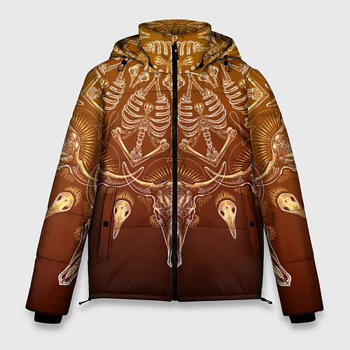 Мужская зимняя куртка Большая костяная мандала / 3D-Светло-серый – фото 1