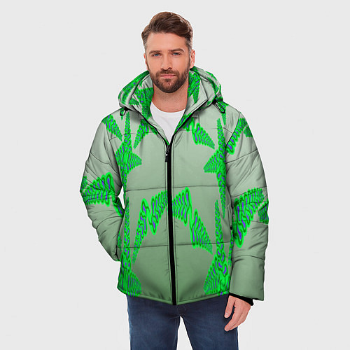 Мужская зимняя куртка Растительный паттерн / 3D-Красный – фото 3