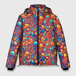 Куртка зимняя мужская Разноцветные пузырики узор, цвет: 3D-красный