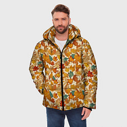 Куртка зимняя мужская Осенние листья узор, цвет: 3D-светло-серый — фото 2