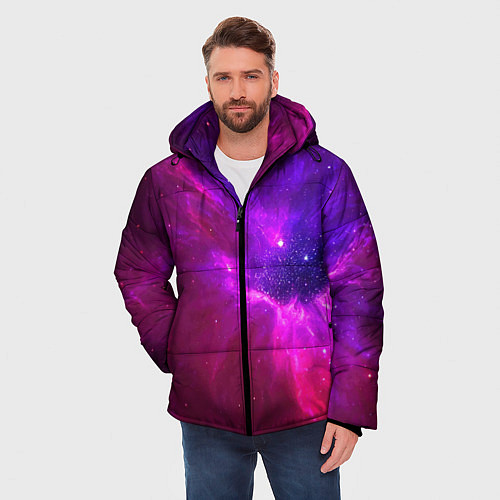 Мужская зимняя куртка Бескрайнее космическое пространство - галактика / 3D-Красный – фото 3