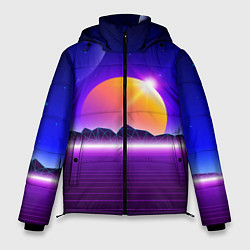 Куртка зимняя мужская Mountains - sun - space - vaporwave, цвет: 3D-красный