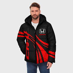 Куртка зимняя мужская Honda CR-V - красный и карбон, цвет: 3D-черный — фото 2