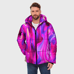 Куртка зимняя мужская Pink blue texture, цвет: 3D-черный — фото 2