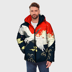 Куртка зимняя мужская Кимоно с японскими журавлями, цвет: 3D-светло-серый — фото 2