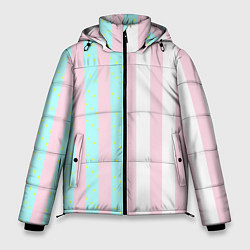 Куртка зимняя мужская Полоска Барби и Кена - сплит: нежно-мытный и розов, цвет: 3D-светло-серый