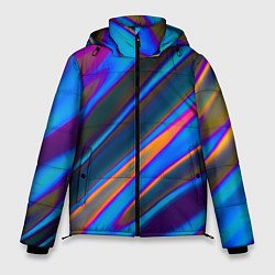 Куртка зимняя мужская Глитч галограмма радужная, цвет: 3D-светло-серый