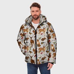 Куртка зимняя мужская Лесные животные, цвет: 3D-светло-серый — фото 2