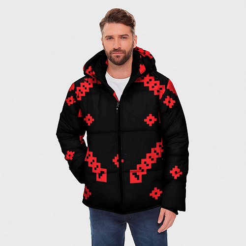 Мужская зимняя куртка Национальный - черный 2 / 3D-Красный – фото 3