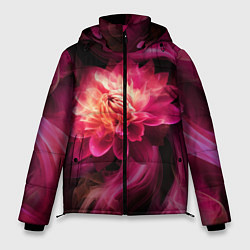 Куртка зимняя мужская Розовый цветок в огне - нейросеть, цвет: 3D-черный